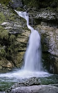 Preview wallpaper landscape, waterfall, water, rocks, nature