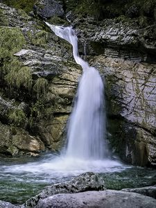 Preview wallpaper landscape, waterfall, water, rocks, nature