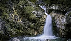 Preview wallpaper landscape, waterfall, water, rocks, nature