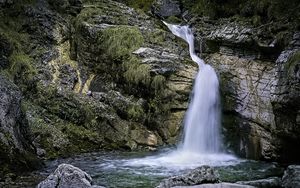 Preview wallpaper landscape, waterfall, water, rocks, nature