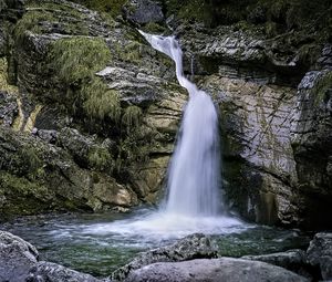 Preview wallpaper landscape, waterfall, water, rocks, nature