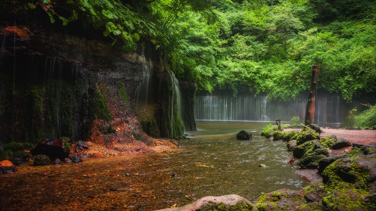 Wallpaper landscape, waterfalls, river, nature