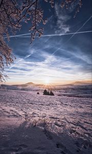 Preview wallpaper landscape, winter, snow, sun, hills, relief