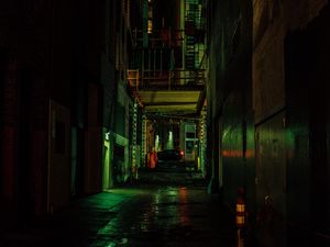 Preview wallpaper lane, street, night, dark, buildings