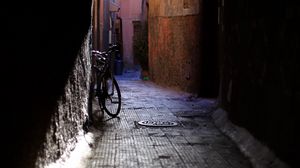 Preview wallpaper lane, tunnel, dark, bicycle, light