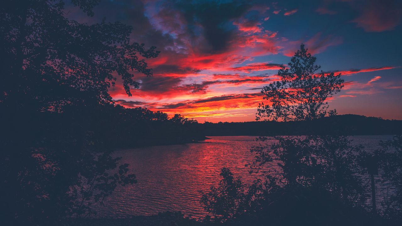 Wallpaper lanier, lake, sunset, trees
