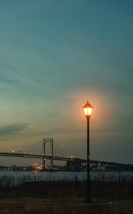 Preview wallpaper lantern, bridge, dusk, evening, view