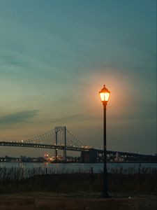 Preview wallpaper lantern, bridge, dusk, evening, view