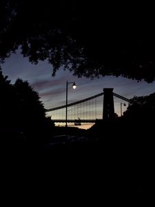Preview wallpaper lantern, bridge, trees, night, silhouettes