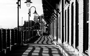 Preview wallpaper lantern, building, facade, shadows, bw