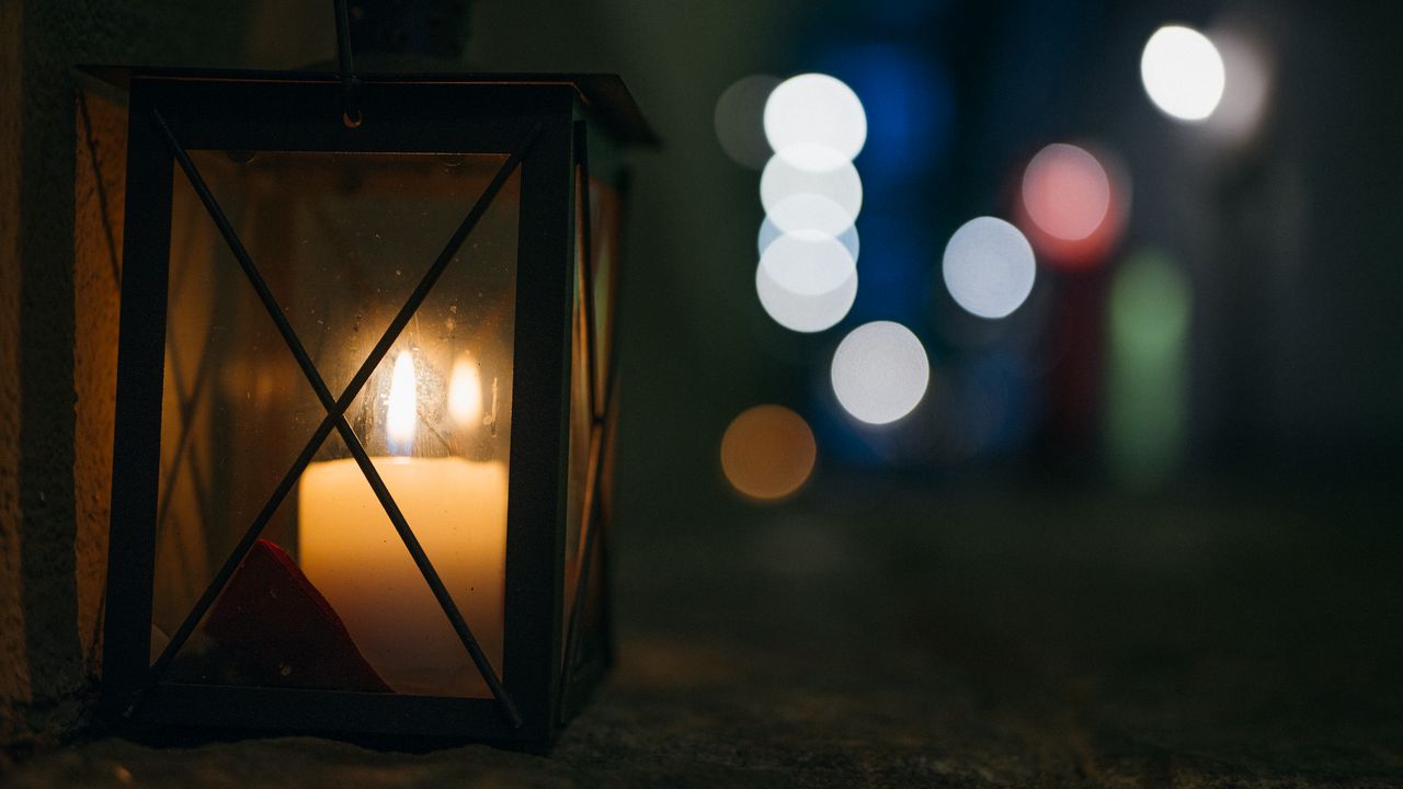 Wallpaper lantern, candle, fire, light, dark