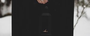 Preview wallpaper lantern, candle, fire, hand, black