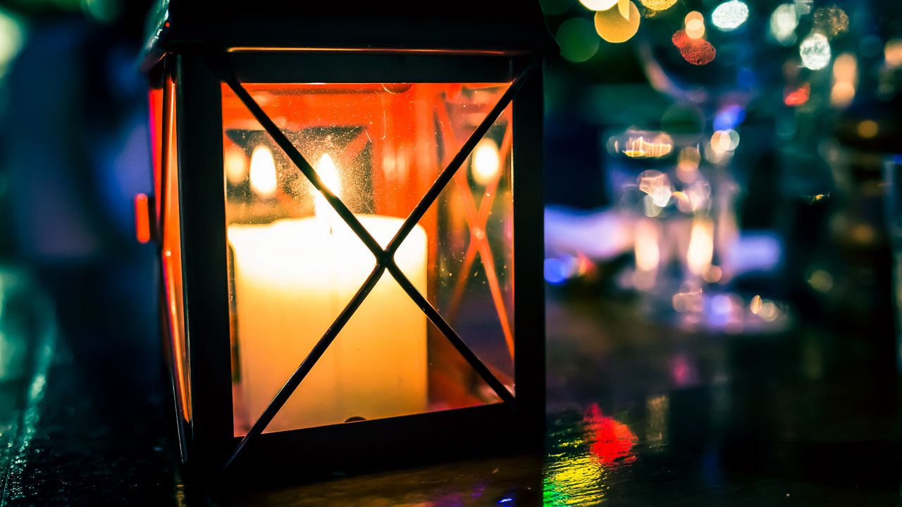 Wallpaper lantern, candle, light, fire, dark