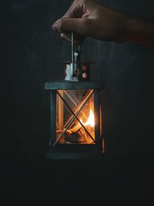 Preview wallpaper lantern, fire, flame, hand, glow