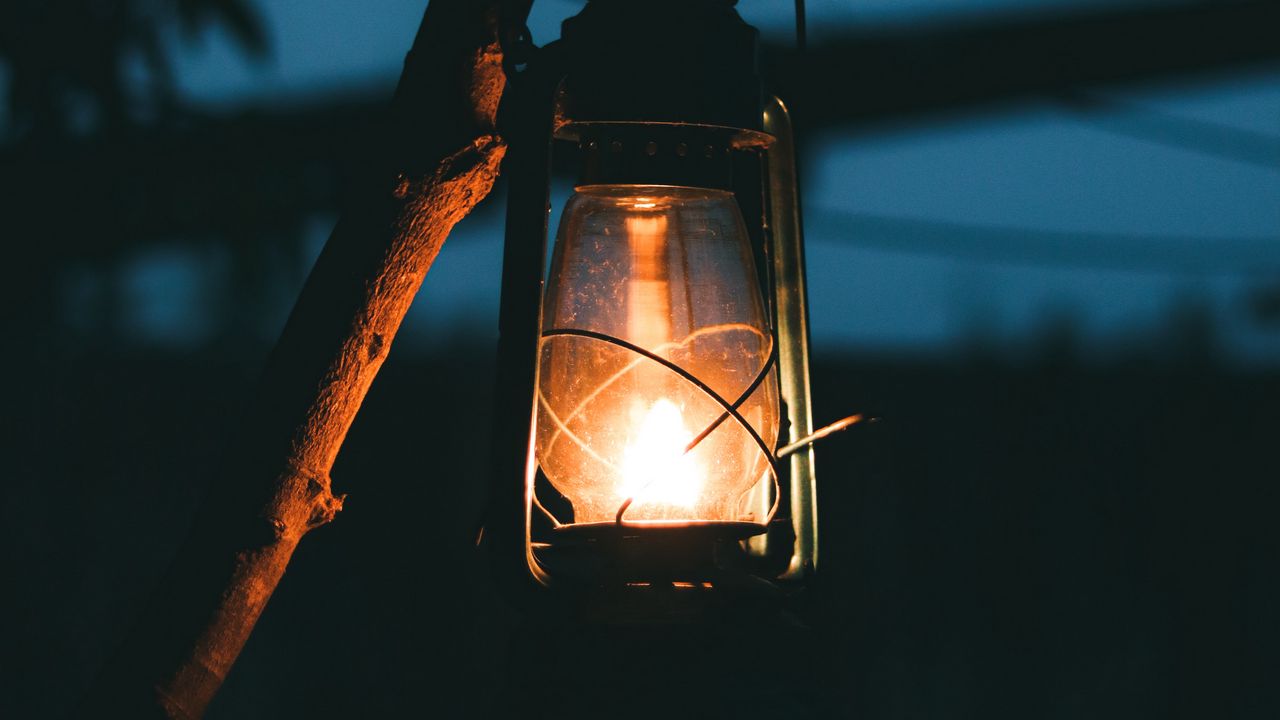 Wallpaper lantern, fire, light, night, dark