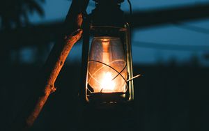 Preview wallpaper lantern, fire, light, night, dark