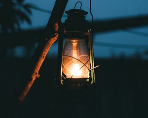 Preview wallpaper lantern, fire, light, night, dark
