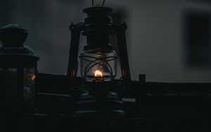 Preview wallpaper lantern, flame, fire, metallic, dark