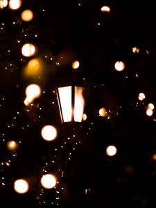 Preview wallpaper lantern, garland, lights, light, dark