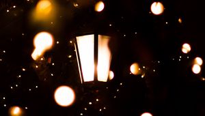 Preview wallpaper lantern, garland, lights, light, dark