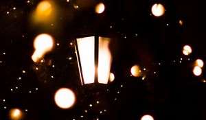 Preview wallpaper lantern, garland, lights, light, dark