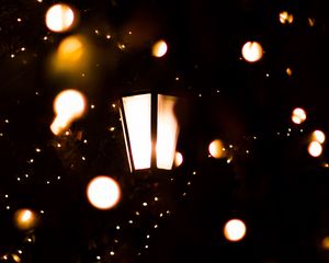 Preview wallpaper lantern, garland, lights, light, dark