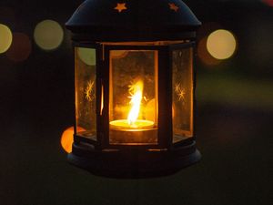 Preview wallpaper lantern, glow, hand, dark