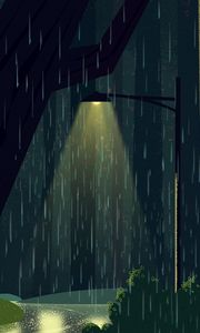 Preview wallpaper lantern, glow, rain, sad, art