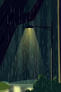 Preview wallpaper lantern, glow, rain, sad, art