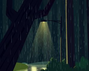 Preview wallpaper lantern, glow, rain, sad, art