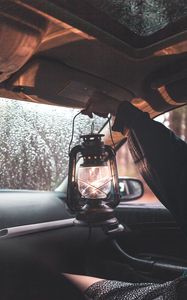 Preview wallpaper lantern, lamp, hand, car, journey