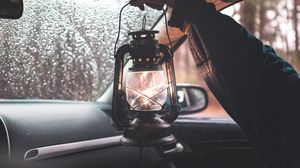 Preview wallpaper lantern, lamp, hand, car, journey