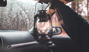 Preview wallpaper lantern, lamp, hand, car, journey