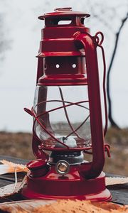 Preview wallpaper lantern, lamp, red, leaves, dry