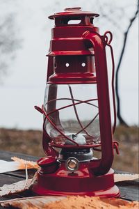 Preview wallpaper lantern, lamp, red, leaves, dry