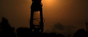 Preview wallpaper lantern, lamp, sun, sunset, dark
