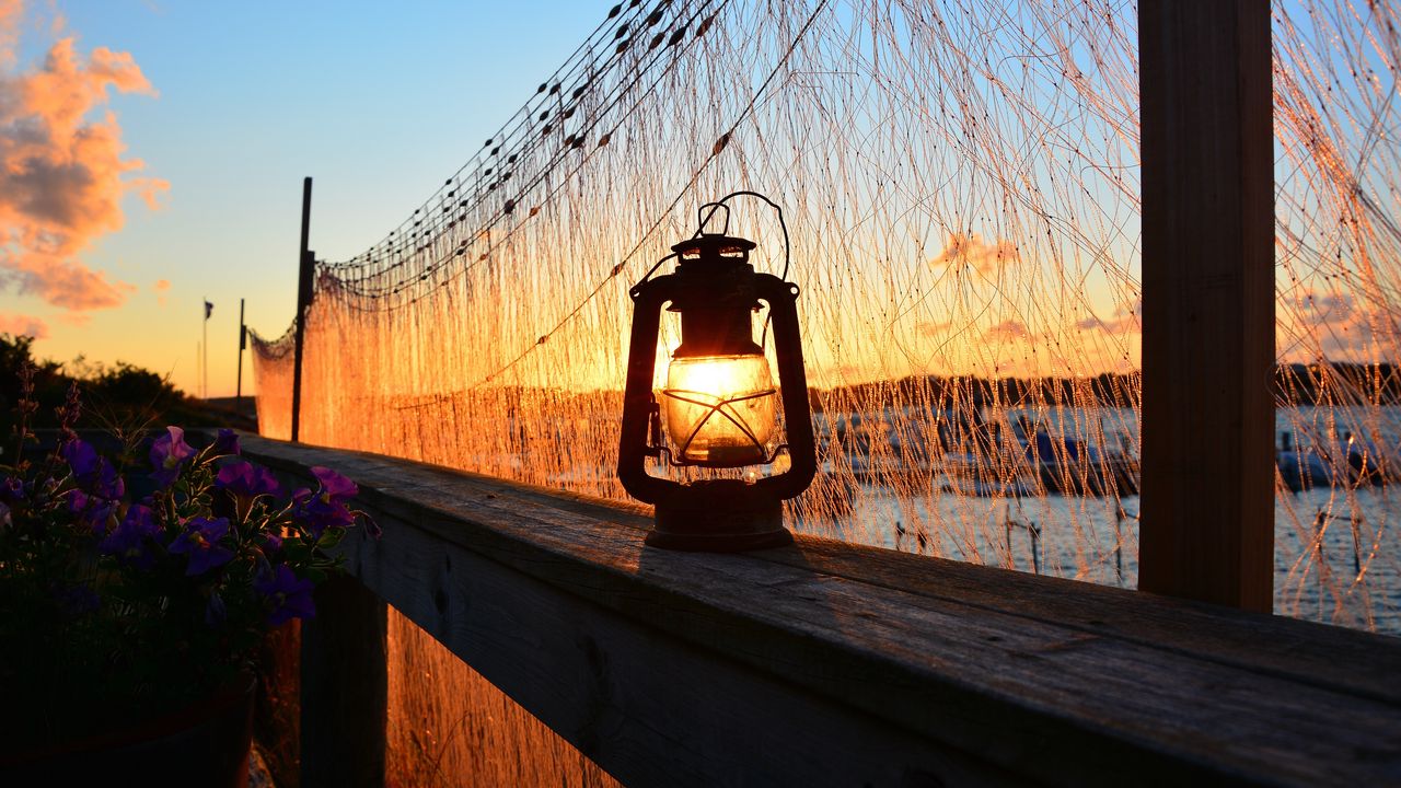 Wallpaper lantern, lamp, sunset, light, dark