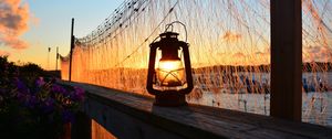 Preview wallpaper lantern, lamp, sunset, light, dark