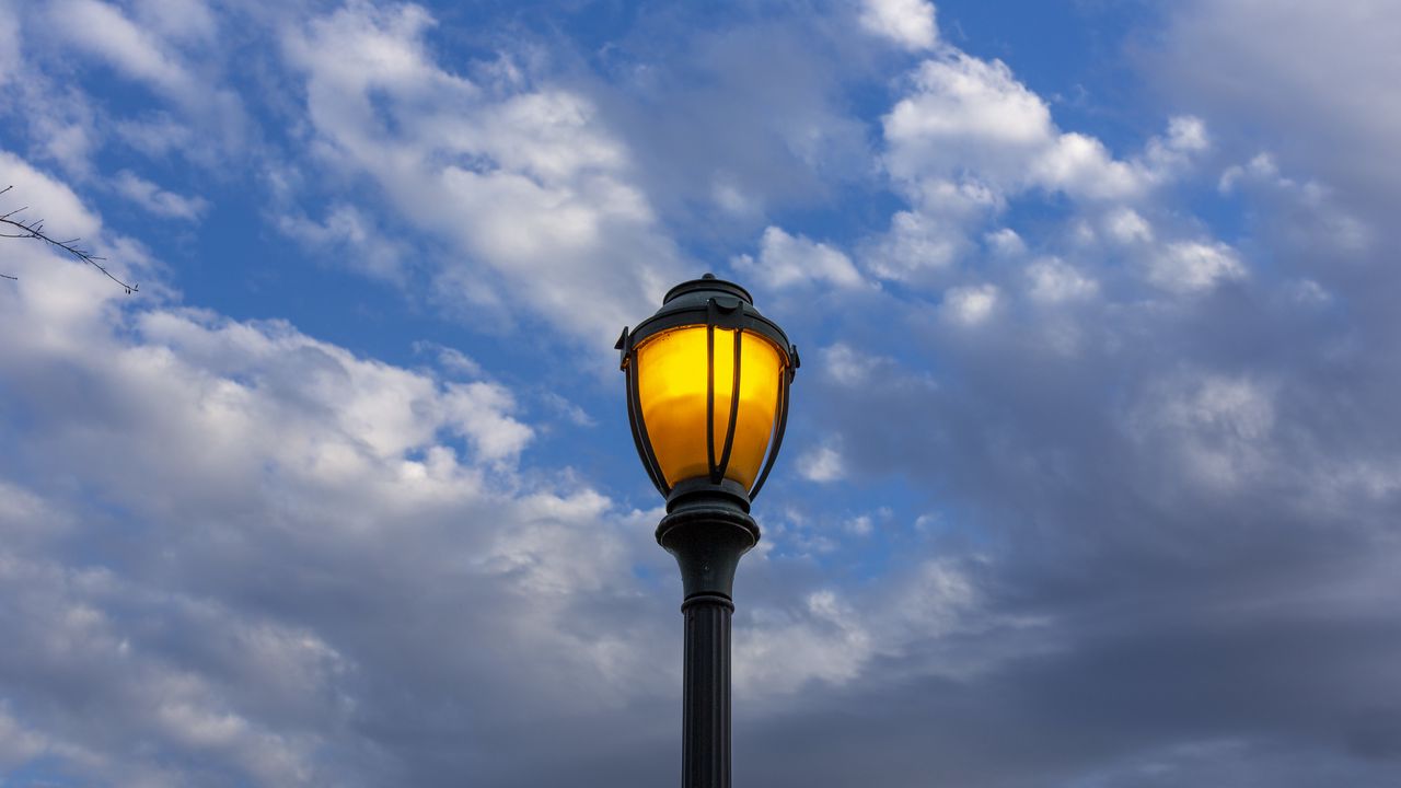 Wallpaper lantern, light, clouds, minimalism