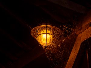 Preview wallpaper lantern, light, cobweb, dark