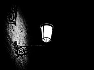 Preview wallpaper lantern, light, darkness, black and white, black