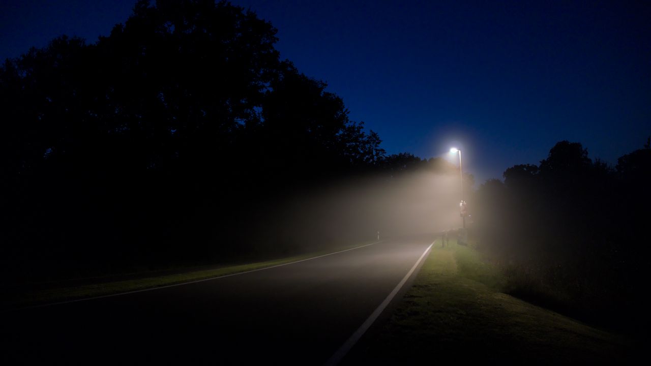 Wallpaper lantern, light, road, night, dark