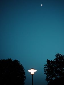 Preview wallpaper lantern, light, trees, night, moon