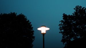 Preview wallpaper lantern, light, trees, night, moon