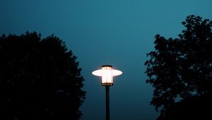 Preview wallpaper lantern, light, trees, night, moon