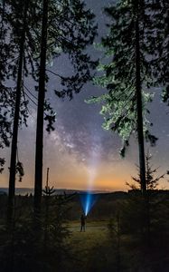 Preview wallpaper lantern, man, starry sky