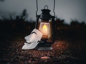 Preview wallpaper lantern, mask, fire, light