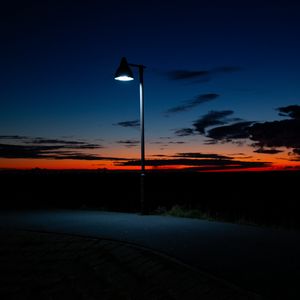Preview wallpaper lantern, night, lighting, darkness, road