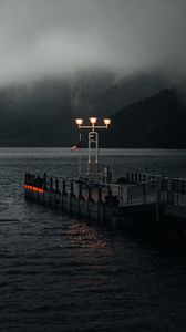 Preview wallpaper lantern, pier, sea, fog