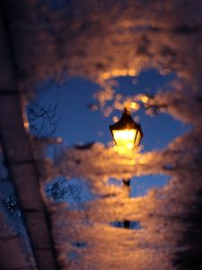 Preview wallpaper lantern, puddle, reflection, asphalt